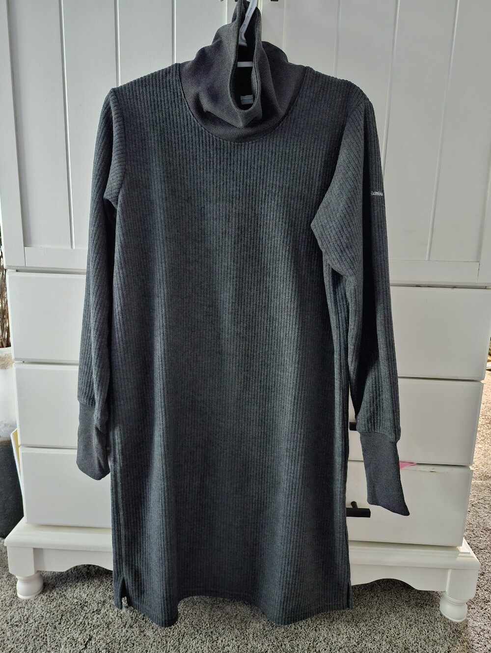 Columbia Dark Gray Turtleneck Ribbed Sweater Dress - Sz M